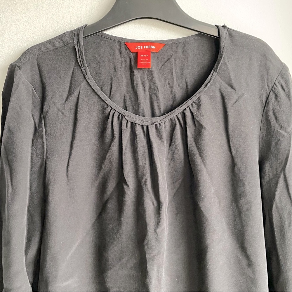 JOE FRESH Black 100% Silk Blouse - Picture 2 of 8